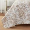imageLaura Ashley  Queen Quilt Set Reversible Cotton Bedding with Matching Shams Lightweight Home Decor for All Seasons Bedford GreenOffWhite QueenBedford BrownWhite
