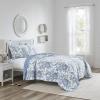 imageLaura Ashley  Queen Quilt Set Reversible Cotton Bedding with Matching Shams Lightweight Home Decor for All Seasons Bedford GreenOffWhite QueenBedford Delft Blue