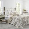 imageLaura Ashley  Queen Quilt Set Reversible Cotton Bedding with Matching Shams Lightweight Home Decor for All Seasons Bedford GreenOffWhite QueenBedford BrownWhite