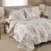 imageLaura Ashley  Queen Quilt Set Reversible Cotton Bedding with Matching Shams Lightweight Home Decor for All Seasons Bedford GreenOffWhite QueenBedford BrownWhite