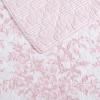 imageLaura Ashley  Queen Quilt Set Reversible Cotton Bedding with Matching Shams Lightweight Home Decor for All Seasons Bedford GreenOffWhite QueenBedford Pink