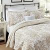 imageLaura Ashley  Queen Quilt Set Reversible Cotton Bedding with Matching Shams Lightweight Home Decor for All Seasons Bedford GreenOffWhite QueenBedford BrownWhite