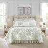 imageLaura Ashley  Queen Quilt Set Reversible Cotton Bedding with Matching Shams Lightweight Home Decor for All Seasons Bedford GreenOffWhite QueenGreenWhite