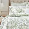 imageLaura Ashley  Queen Quilt Set Reversible Cotton Bedding with Matching Shams Lightweight Home Decor for All Seasons Bedford GreenOffWhite QueenGreenWhite
