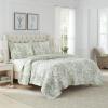 imageLaura Ashley  Queen Quilt Set Reversible Cotton Bedding with Matching Shams Lightweight Home Decor for All Seasons Bedford GreenOffWhite QueenGreenWhite