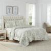 imageLaura Ashley  Queen Quilt Set Reversible Cotton Bedding with Matching Shams Lightweight Home Decor for All Seasons Bedford GreenOffWhite QueenGreenWhite
