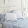 imageLaura Ashley Cotton 2 Piece Pillow Sham Set Farmhouse Home Dcor Euro Stitched Vine Blue