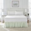 imageLaura Ashley Home  Cotton Ruffled Bedskirt Lightweight ampamp Classic Style Ticking Stripe Green QueenGreen