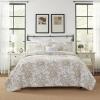 imageLaura Ashley  Queen Quilt Set Reversible Cotton Bedding with Matching Shams Lightweight Home Decor for All Seasons Bedford GreenOffWhite QueenBedford BrownWhite