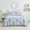imageLaura Ashley  Queen Quilt Set Reversible Cotton Bedding with Matching Shams Lightweight Home Decor for All Seasons Bedford GreenOffWhite QueenBedford Delft Blue