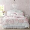 imageLaura Ashley  Queen Quilt Set Reversible Cotton Bedding with Matching Shams Lightweight Home Decor for All Seasons Bedford GreenOffWhite QueenBedford Pink
