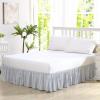 imageLaura Ashley Home  Cotton Ruffled Bedskirt Lightweight ampamp Classic Style Ticking Stripe Green QueenBlue