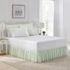 imageLaura Ashley Home  Cotton Ruffled Bedskirt Lightweight ampamp Classic Style Ticking Stripe Green QueenGreen
