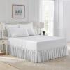 imageLaura Ashley Home  Cotton Ruffled Bedskirt Lightweight ampamp Classic Style Ticking Stripe Green QueenGrey