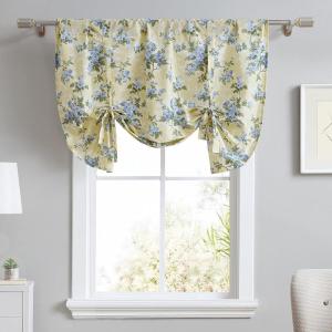 imageLaura Ashley  Cotton Pole Top Valance Stylish ampamp Lightweight Window Treatment for Home Decor Cassidy Yellow 50quot x 25quot