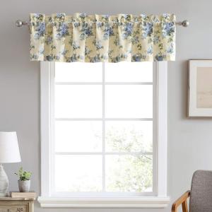 imageLaura Ashley  Cotton Pole Top Valance Stylish ampamp Lightweight Window Treatment for Home Decor Cassidy Yellow 86quot x 15quot