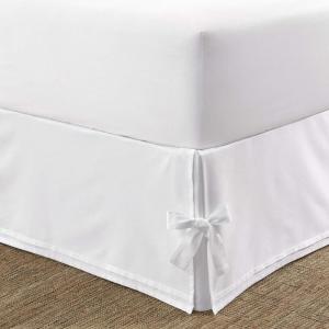 imageLaura Ashley Home  Corner Tied Tailored Bedskirt Luxury Bedroom Decor Wrinkle ampamp Fade Resistant White QueenFull