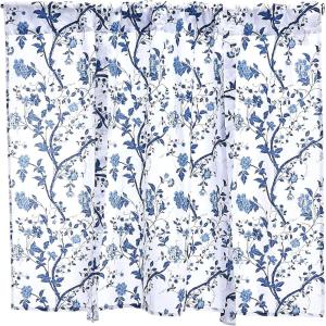 imageLaura Ashley Home  Cotton Pole Top Valance Stylish ampamp Lightweight Window Treatment for Home Decor Elise Blue 50quot x 25quot