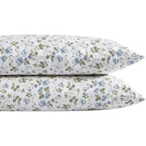 imageLaura Ashley Home  Pillow Case Set Cotton Sateen Bedding Softens with Each Wash Spring Bloom Purple 2 Piece