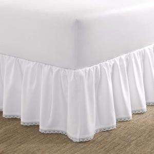 imageLaura Ashley Home  Queen Bedskirt Luxury Bedroom Decor Wrinkle ampamp Fade Resistant Crochet Ruffle White QueenTwin