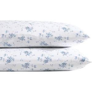 imageLaura Ashley Home  Standard Pillowcase Set Cotton Sateen Bedding Smooth ampamp WrinkleResistant Garden Muse Blue 2 Piece