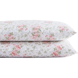 imageLaura Ashley Home  Standard Pillowcase Set Cotton Sateen Bedding Smooth ampamp WrinkleResistant Lilian Coral 2 Piece