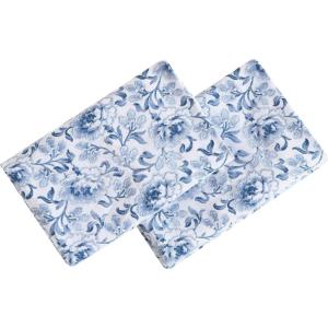 imageLaura Ashley Home  Standard Pillowcase Set Cotton Sateen Bedding Smooth ampamp WrinkleResistant Lorelei Dark Blue 2 PieceLorelei Dark BlueWhite