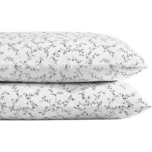 imageLaura Ashley Home  Standard Pillowcase Set Cotton Sateen Bedding Smooth ampamp WrinkleResistant Lorelei Dark Blue 2 PieceSaras Sprig BlackWhite