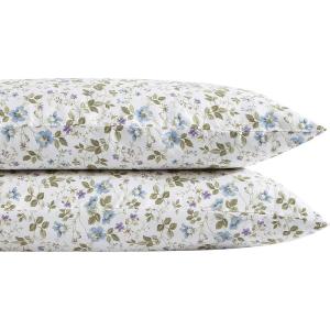 imageLaura Ashley Home  Standard Pillowcase Set Cotton Sateen Bedding Smooth ampamp WrinkleResistant Spring Bloom Pastel Blue 2 Piece
