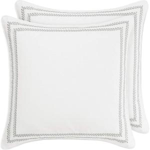 imageLaura Ashley Mila Euro Sham 26x26 BlueStitched Vine Leaf Grey