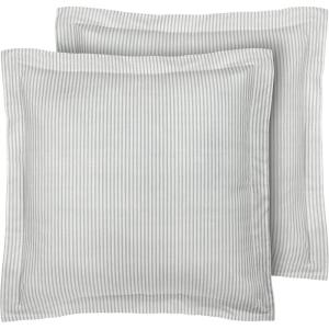 imageLaura Ashley Mila Euro Sham 26x26 BlueTicking Stripe Grey
