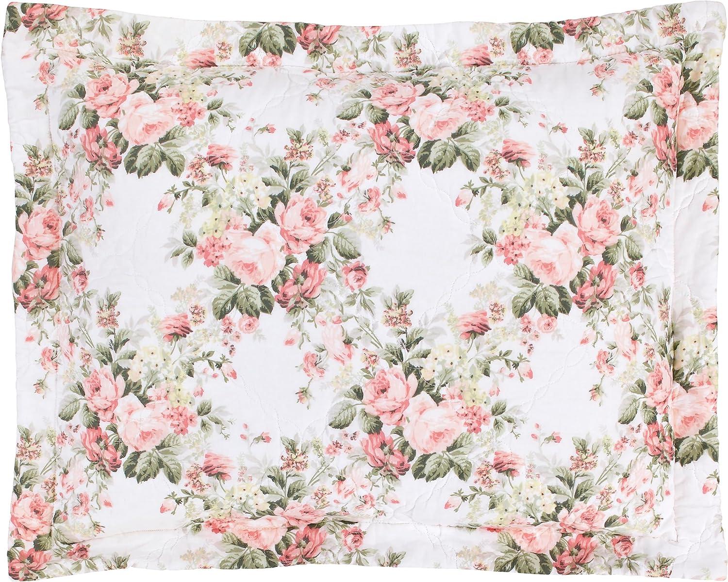 imageLaura Ashley Queen Quilt Set Cotton Reversible Bedding Set All Season Cottage Home Dcor Joyce Pink QueenJoyce PinkWhite