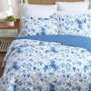 imageLaura Ashley  FullQueen Quilt Set Reversible Cotton Bedding with Matching Shams Lightweight Home Decor for All Seasons Breezy Floral Blue FullQueenBreezy Floral Blue