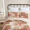 imageLaura Ashley  FullQueen Quilt Set Reversible Cotton Bedding with Matching Shams Lightweight Home Decor for All Seasons Breezy Floral Blue FullQueenHarrietta Patchwork Pink