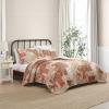imageLaura Ashley  FullQueen Quilt Set Reversible Cotton Bedding with Matching Shams Lightweight Home Decor for All Seasons Breezy Floral Blue FullQueenHarrietta Patchwork Pink