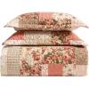 imageLaura Ashley  FullQueen Quilt Set Reversible Cotton Bedding with Matching Shams Lightweight Home Decor for All Seasons Breezy Floral Blue FullQueenHarrietta Patchwork Pink