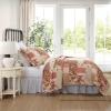 imageLaura Ashley  FullQueen Quilt Set Reversible Cotton Bedding with Matching Shams Lightweight Home Decor for All Seasons Breezy Floral Blue FullQueenHarrietta Patchwork Pink