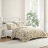 imageLaura Ashley  FullQueen Quilt Set Reversible Cotton Bedding with Matching Shams Lightweight Home Decor for All Seasons Breezy Floral Blue FullQueenRoses Gold