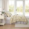 imageLaura Ashley  FullQueen Quilt Set Reversible Cotton Bedding with Matching Shams Lightweight Home Decor for All Seasons Breezy Floral Blue FullQueenRoses Gold