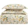 imageLaura Ashley  FullQueen Quilt Set Reversible Cotton Bedding with Matching Shams Lightweight Home Decor for All Seasons Breezy Floral Blue FullQueenRoses Gold