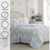 imageLaura Ashley  Queen Quilt Set Cotton Reversible Bedding with Matching Shams Bedroom Decor Ideal for All Seasons Kenna Blue QueenQueen