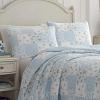 imageLaura Ashley  Queen Quilt Set Cotton Reversible Bedding with Matching Shams Bedroom Decor Ideal for All Seasons Kenna Blue QueenQueen