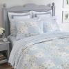 imageLaura Ashley  Queen Quilt Set Cotton Reversible Bedding with Matching Shams Bedroom Decor Ideal for All Seasons Kenna Blue QueenTwin