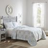 imageLaura Ashley  Queen Quilt Set Cotton Reversible Bedding with Matching Shams Bedroom Decor Ideal for All Seasons Kenna Blue QueenTwin