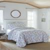 imageLaura Ashley  Queen Quilt Set Cotton Reversible Bedding with Matching Shams Home Decor Ideal for All Seasons Ahoy Blue QueenBright
