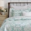 imageLaura Ashley  Queen Quilt Set Cotton Reversible Bedding with Matching Shams Lightweight Home Decor Ideal for All Seasons Venetia Grey QueenVenetia Blue