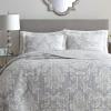 imageLaura Ashley  Queen Quilt Set Cotton Reversible Bedding with Matching Shams Lightweight Home Decor Ideal for All Seasons Venetia Grey QueenVenetia Grey