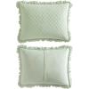 imageLaura Ashley  Queen Quilt Set Premium Microfiber Bedding with Matching Shams Solid Diamond Stitch with Ruffled Edges Chic Home Decor Claire Ruffled Green QueenGreen