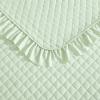 imageLaura Ashley  Queen Quilt Set Premium Microfiber Bedding with Matching Shams Solid Diamond Stitch with Ruffled Edges Chic Home Decor Claire Ruffled Green QueenGreen