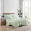 imageLaura Ashley  Queen Quilt Set Premium Microfiber Bedding with Matching Shams Solid Diamond Stitch with Ruffled Edges Chic Home Decor Claire Ruffled Green QueenGreen